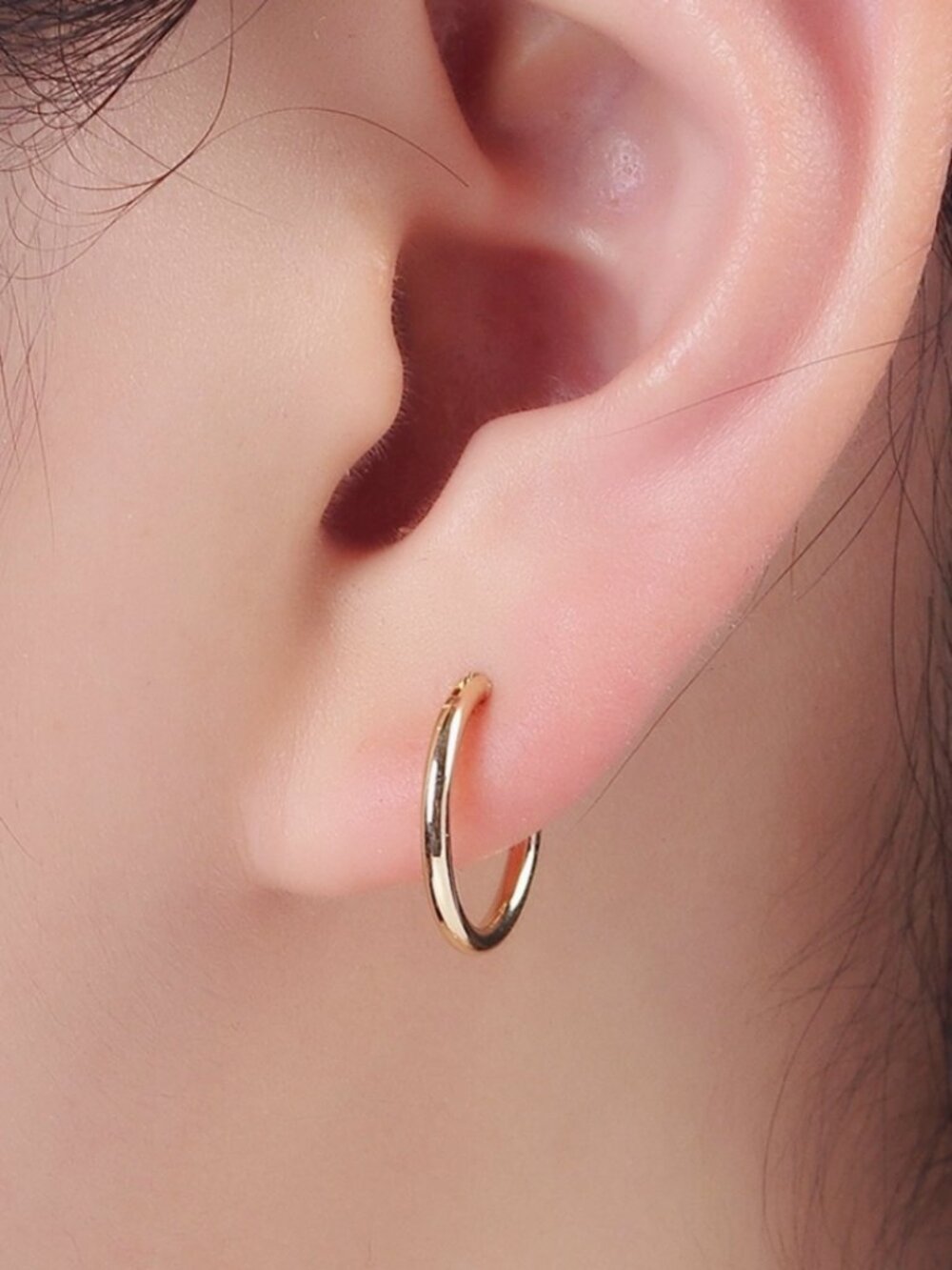 14K Gold Filled 14mm Minimalist Latch Cartilage Hoop Earring